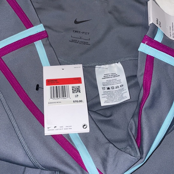 NWT- Nike Women's Dri- Fit One Mid-Rise 7/8 Tights Size Large Gray - Picture 2 of 4